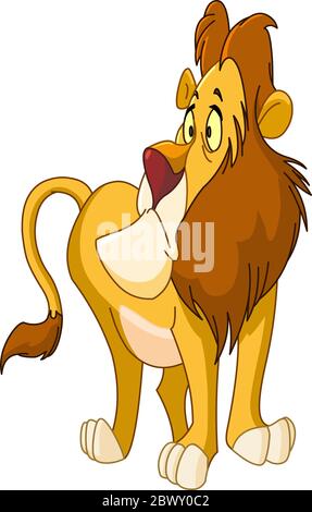 Uncertain lion with puzzled expression Stock Vector