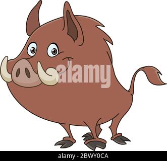 Wild boar or wild pig cartoon Stock Vector