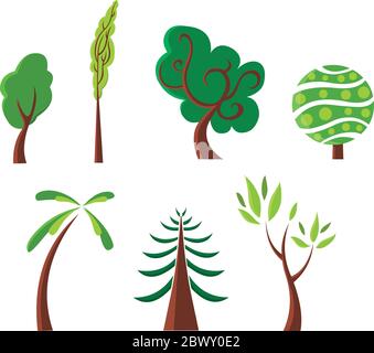 Stylized trees set Stock Vector