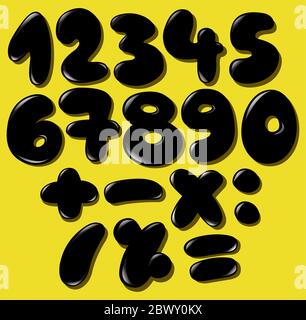 Black bubble numbers set Stock Vector