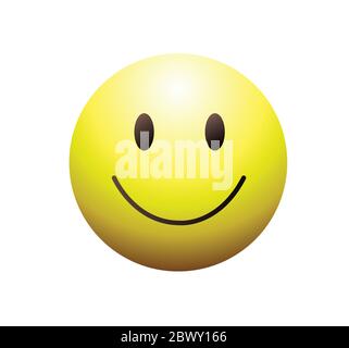 High quality emoticon vector illustration on white background. Emoji smiling.Yellow face smiling with eyes.Popular chat elements.Smiley ball. Stock Vector