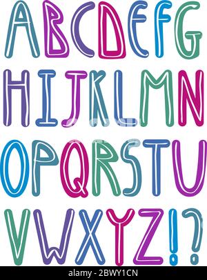 Colorful retro brush alphabet Stock Vector