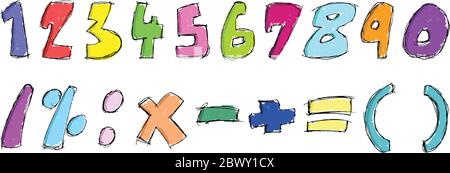 Colorful sketchy numbers Stock Vector
