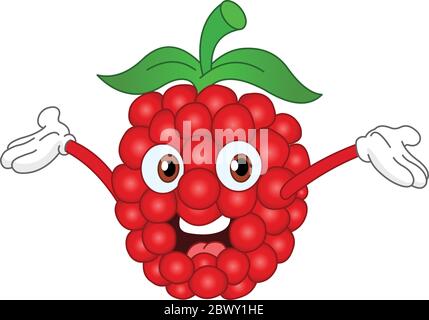 Cartoon raspberry raising his hands Stock Vector