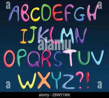 Colorful spaghetti alphabet Stock Vector