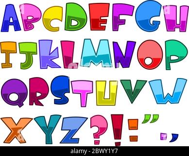 Bright cartoon alphabet set Stock Vector