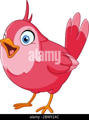 Pink bird singing Stock Vector