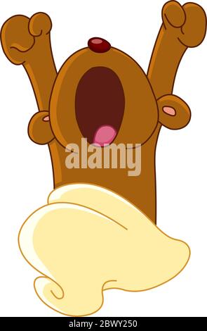 Teddy bear waking up or going to sleep, yawning and stretching Stock Vector