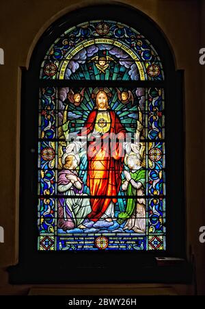 Stain Glass window in the Franciscan Monastery in Washington DC Stock Photo