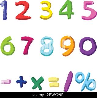 Colorful hand drawn vector numbers Stock Vector