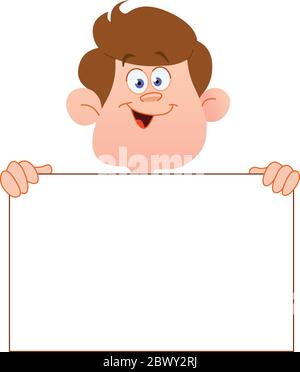 Smiling teenager with a blank sign Stock Vector
