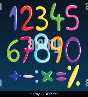 Colorful spaghetti numbers Stock Vector