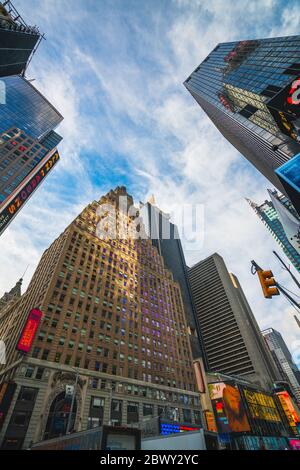 New York City/USA - May 24, 2019   The Paramount Building, an iconic landmark in the heart of Times Square. Located at 43rd Street and Broadway in the Stock Photo