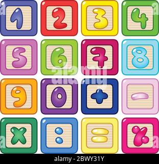 Colorful number blocks Stock Vector