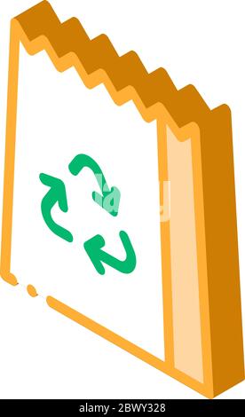 Paper Bag With Recycle Sign Packaging isometric icon Stock Vector