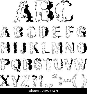 Vector hand-drawn decorative alphabet Stock Vector