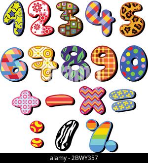 Colorful patterned numbers set Stock Vector
