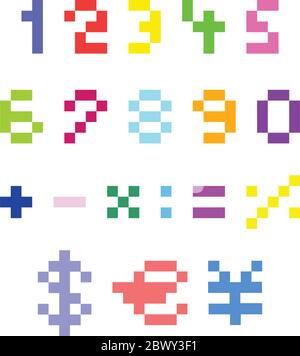 Retro game pixel art font. Pixelated text alphabet letters and numbers ...
