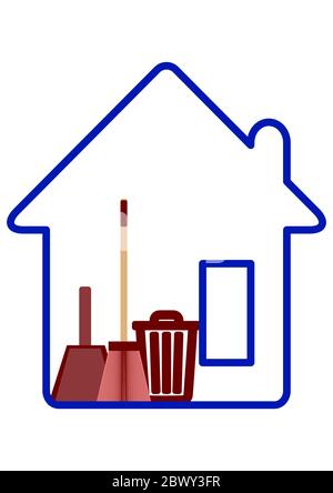 A tool for cleaning trash on the floor. Stock Vector