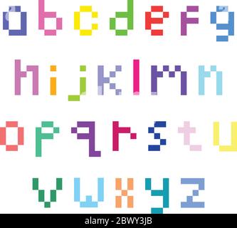 Pixel lower case alphabet Stock Vector