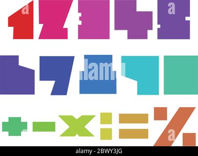 Colorful square numbers Stock Vector