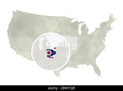USA map with magnified Ohio State. Ohio flag and map Stock Vector Image ...