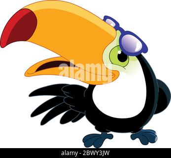 Cartoon toucan wearing sunglasses Stock Vector