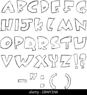 vector sketchy alphabet Stock Vector