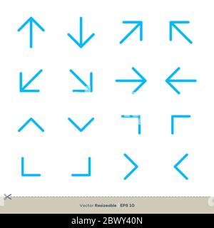 Set Arrow Outline Icon Logo Template Illustration Design. Vector EPS 10. Stock Photo