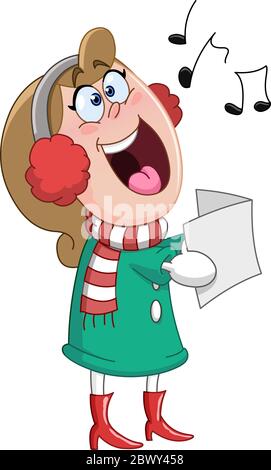 Woman singing Christmas carols Stock Vector