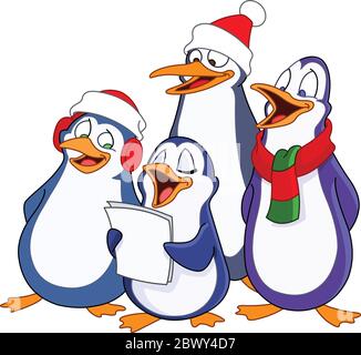 Caroling penguins Stock Vector