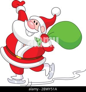 Santa Claus skating on ice Stock Vector