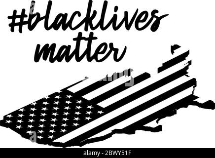 Black Lives Matter or i can't breathe Text On Usa Map. Stock vector illustration Stock Vector