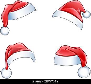 Glossy Santa hats set Stock Vector