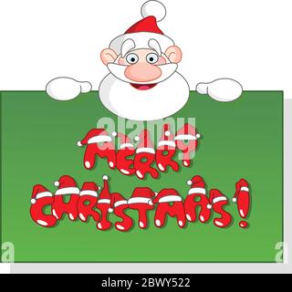 Merry Christmas font with Santa Claus and elf on the train in ...