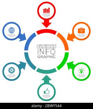 Vector infographic template for presentation, diagram, business concept illustration with 6 options Stock Vector