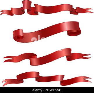 Red vector ribbons scrolls set Stock Vector