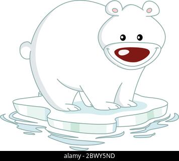 Smiling Polar bear standing on an ice floe Stock Vector