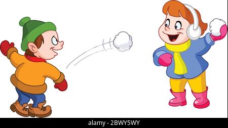 throwing snowballs clipart