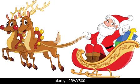 Santa riding his sleigh Stock Vector