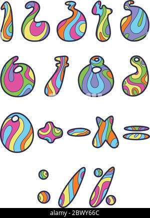 Psychedelic numbers Stock Vector