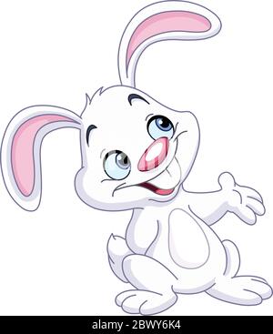 Happy bunny presenting with his hand Stock Vector