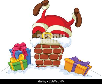 Santa Claus stuck in a chimney Stock Vector