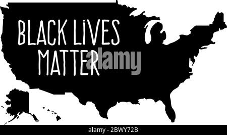 Black Lives Matter or i can't breathe Text On Usa Map. Stock vector illustration Stock Vector