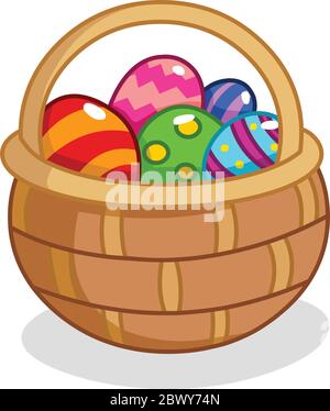 Cartoon Easter egg basket Stock Vector