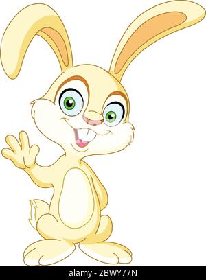 Smiling bunny waving with his hand Stock Vector