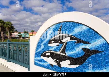 Tile mosaic on Broadway Bridge, Daytona, Florida, USA Stock Photo