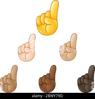 Index pointing up hand emoji set of various skin tones Stock Vector