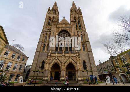 View of the front of Truro cathedral in Cornwall Stock Photo