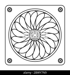 Illustration of contour computer spinning fan Stock Vector